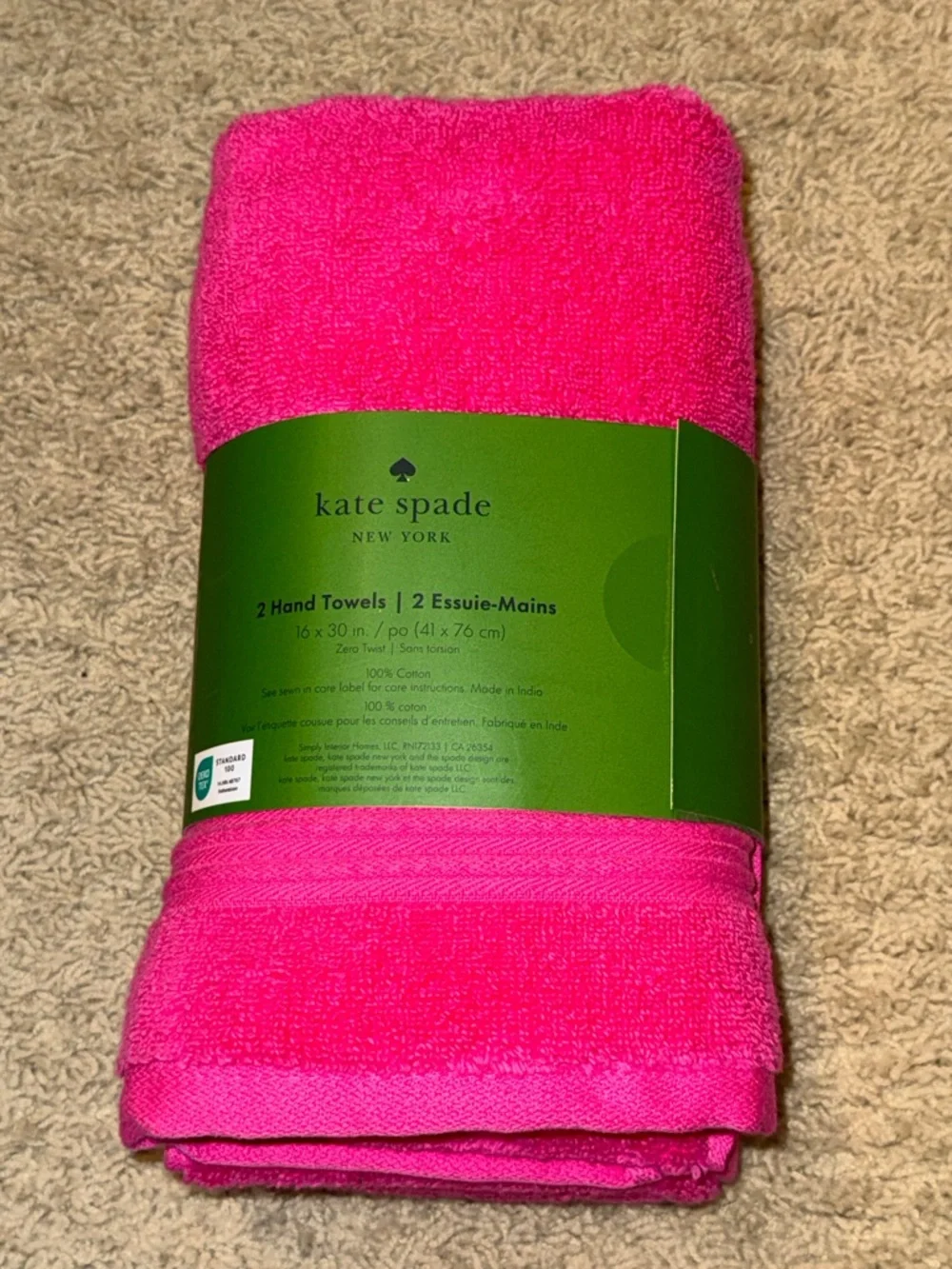kate spade Pink Plush Hand Towels - Pack of 2